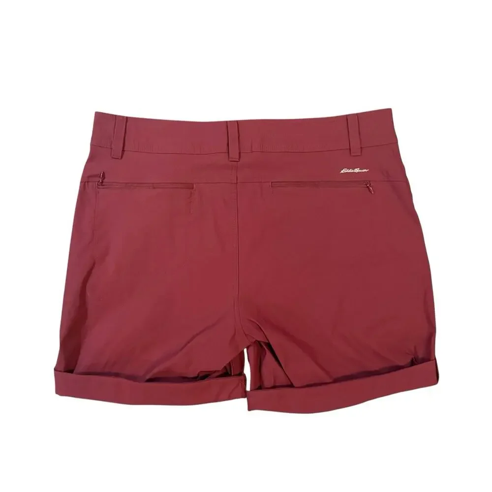 Eddie Bauer Women’s Bermuda Shorts Stretch UPF 50 Rolled Hem Burgundy Size 14